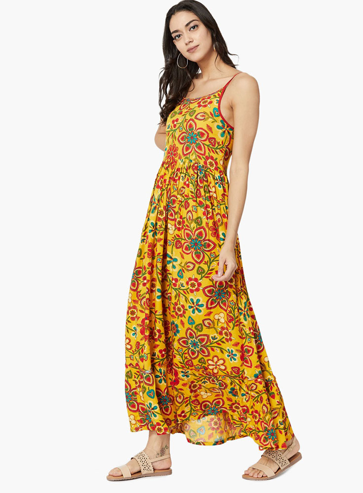 Midi sundress with ruched front