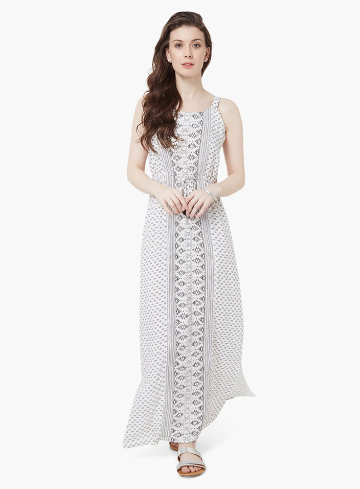 Midi tea dress in blue and red spot